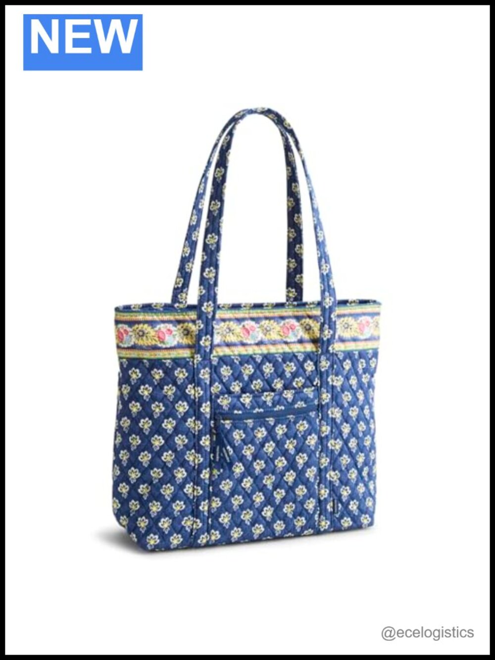 Quilted Cotton Tote Bag - Secure Zip, 8 Pockets, Machine Washable